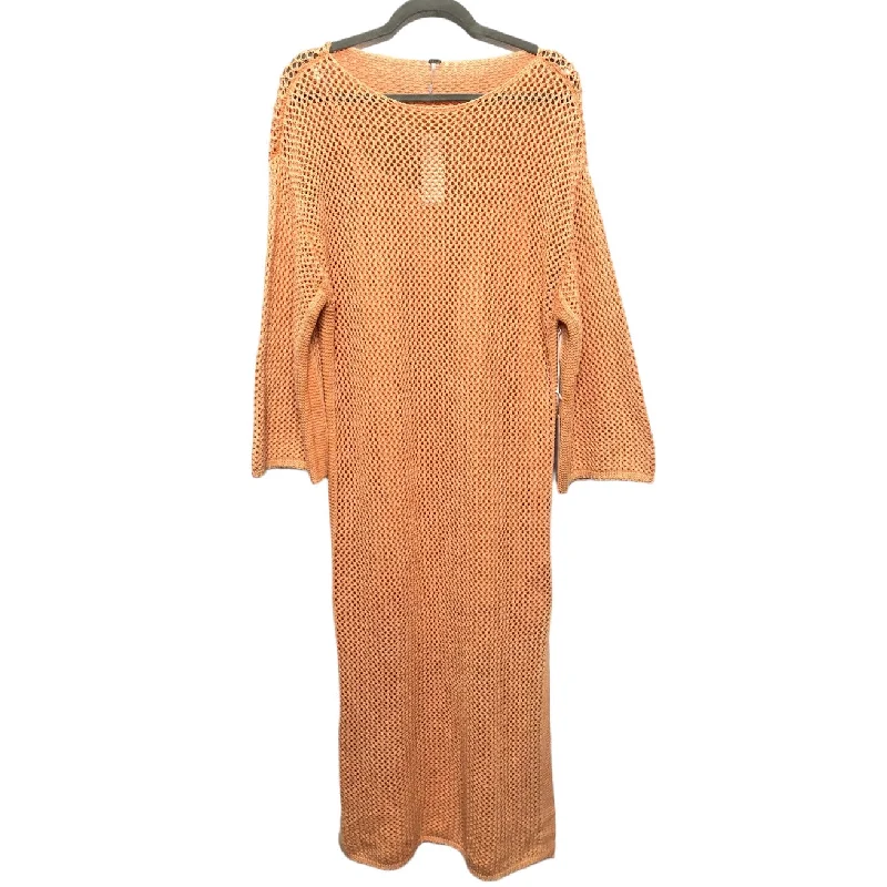Dress Sweater By Young Fabulous & Broke In Orange, Size: M Sequined Glittery Shiny