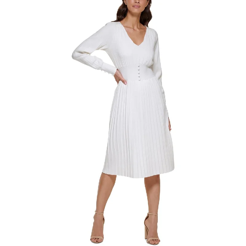 Kensie Womens Soft Pleated Sweaterdress