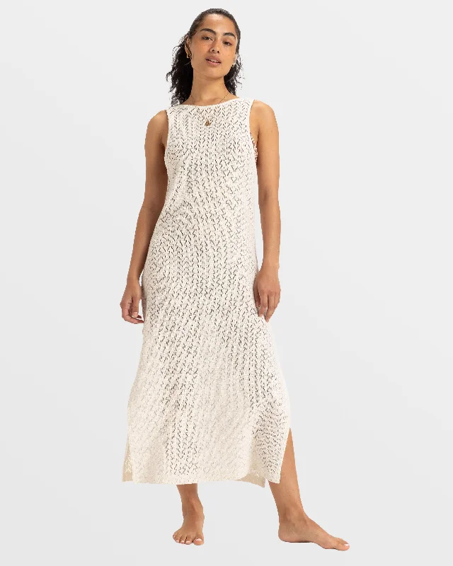 Playa Mood Crochet Long Dress - Egret