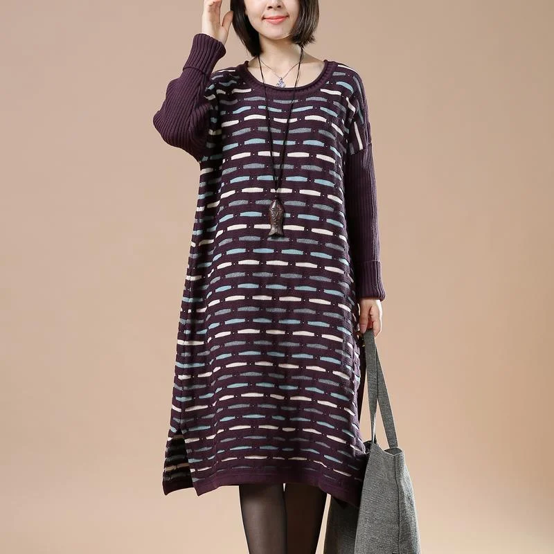 Purple knit sweaters oversize winter dresses