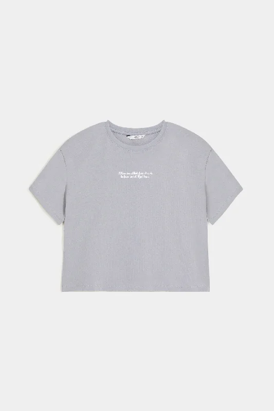 Cropped Graphic T-shirt Houndstooth Herringbone Solid