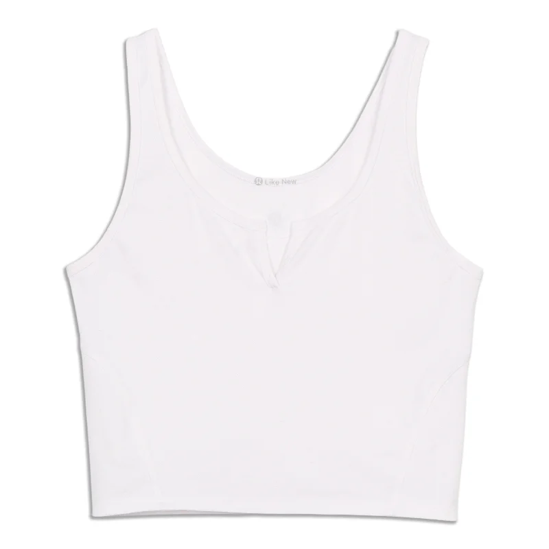 Cropped Henley Tank Top - Resale fashionable tank top