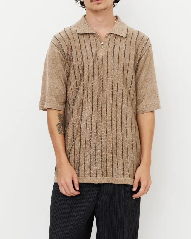 Pullover Zip Polo / Beige Bolero Style Sweater