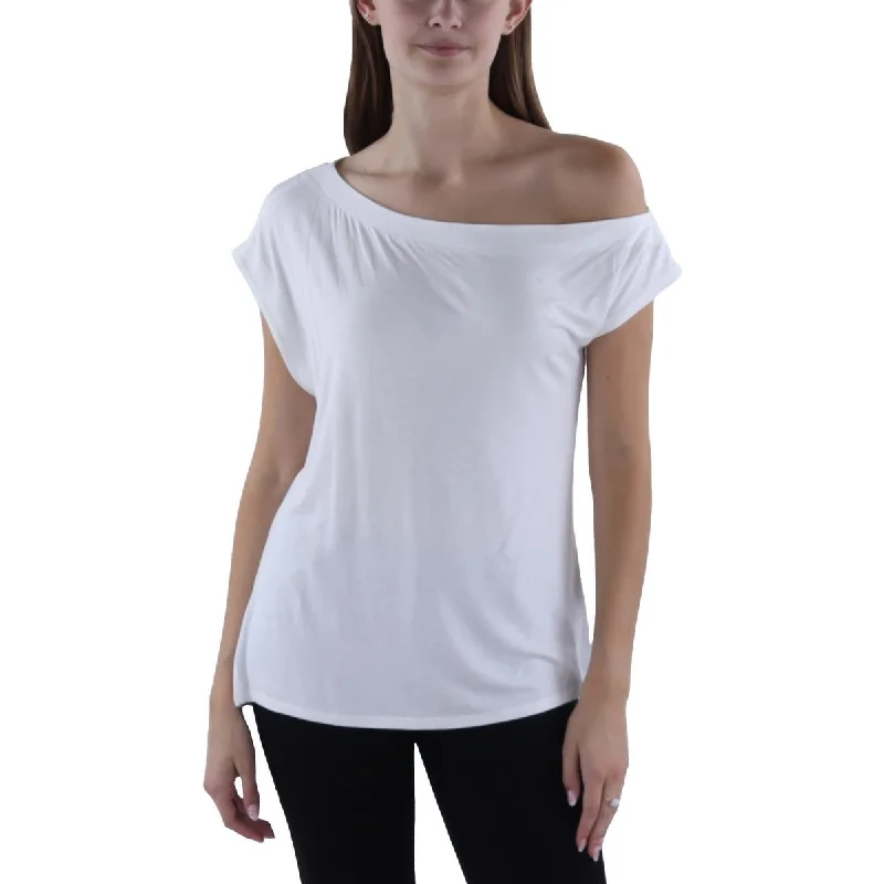 LBLC the Label Womens Off The Shoulder Shirt Pullover Top Notched Neck Pullover