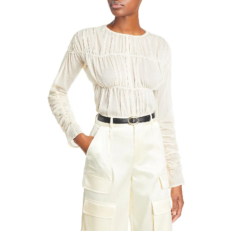 Lvir Womens Chiffon Ribbed Pullover Top Zipper Front Cardigan
