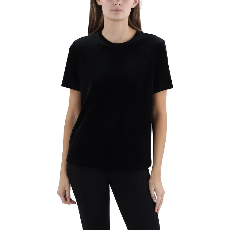Z Supply Womens Simone Velvet Crewneck Pullover Top Sheath Sleeve Elegant