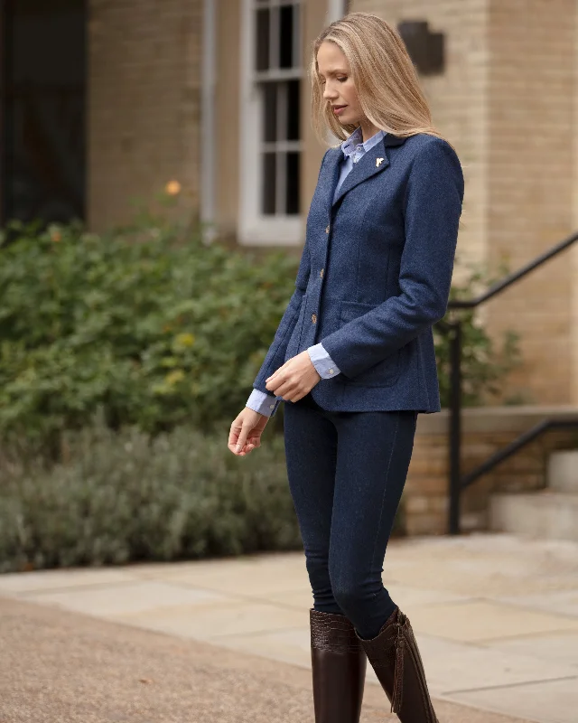 Arena Tweed Blazer - Navy Blue Cotton Blend Blazer