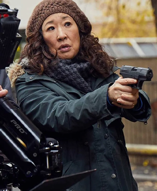 Killing Eve Sandra oh Cotton Black Coat