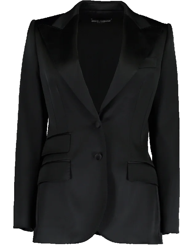 Peak Lapel Fitted Satin Blazer Women's Custom Jacket
