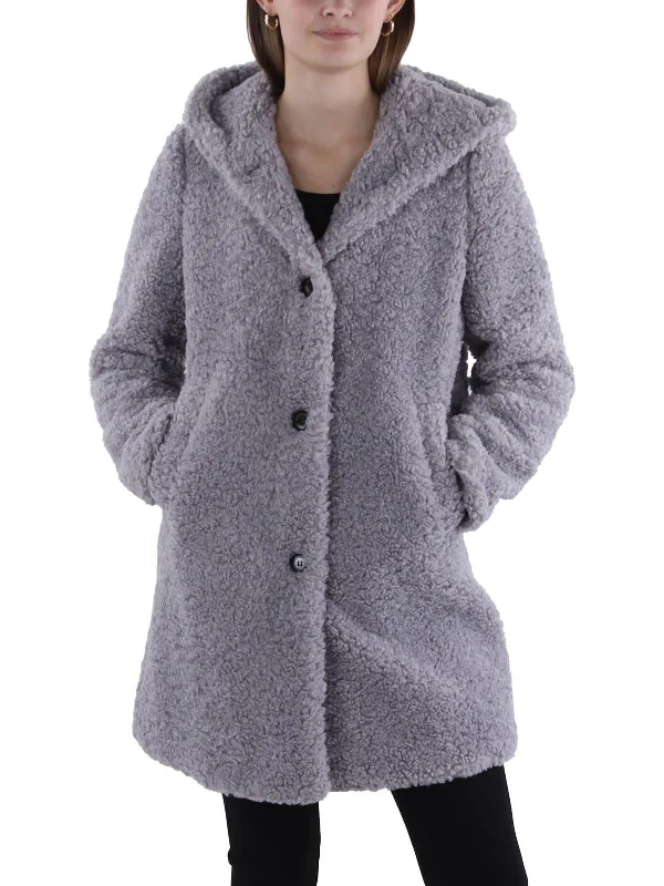 Womens Faux Fur Hooded Teddy Coat Luxury Cashmere Wrap