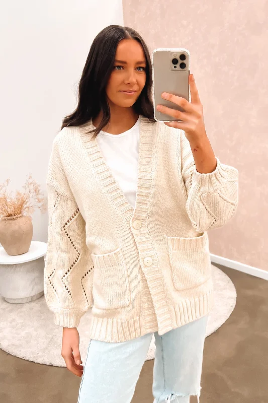 Rossie Cardigan Coconut Cream Hooded Caped Shawl Collar