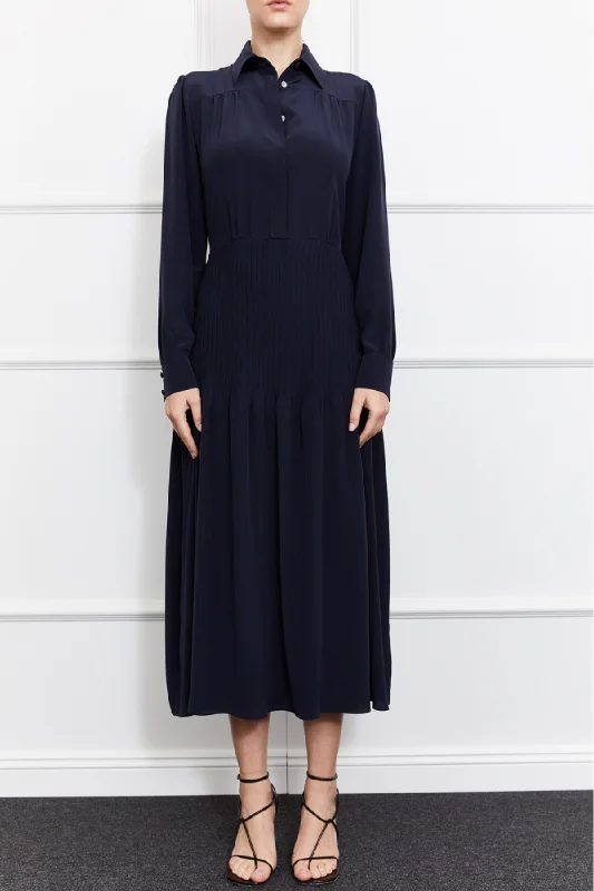 Giselle Silk Dress (Navy)