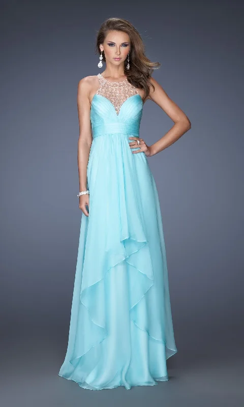 La Femme Crystal-High-Neck Chiffon Prom Dress 20060
