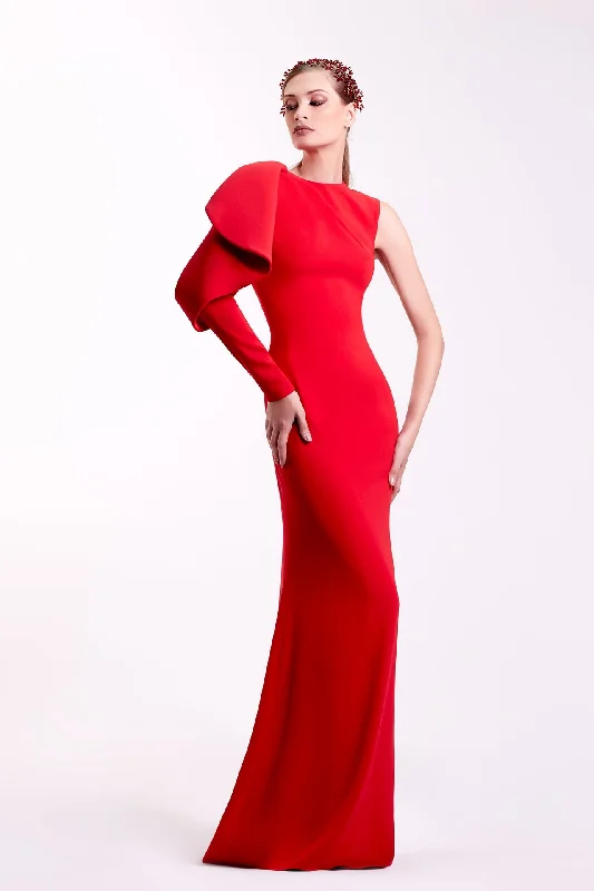 One sleeve crepe dress