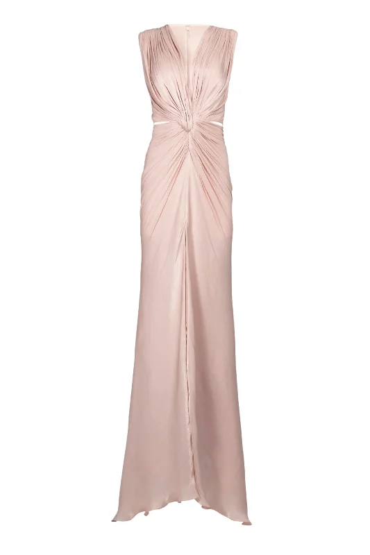 Tessa Lurex Georgette Bias Cut Gown | Vintage Rose